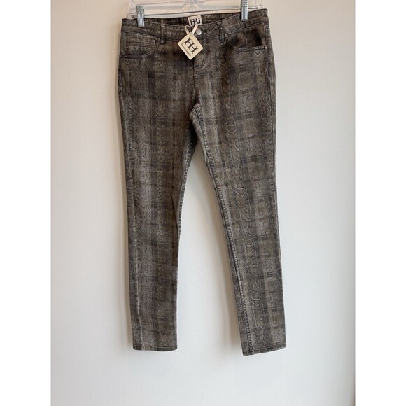HAUTE HIPPIE Jeans - 27 - NWT - 5 Pocket - Green/Brown/Grey Python - Picture 1 of 5